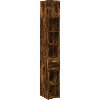 Image of vidaXL Slim Storage Cabinet Smoked Oak 30x42.5x225 cm Engineered Wood