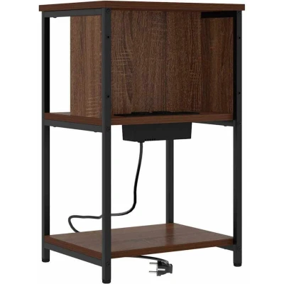 Image of vidaXL Bedside Cabinet with Shelf Storage Brown oak Engineered wood