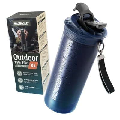 Image of Bachgold® Professional Outdoor Water Filter Bottle XL [800 ml] with 2000 L Capacity I Removes 99.99% of All Bacteria and Filters Viruses, Particles Heavy Metals Blackout Crisis Proof