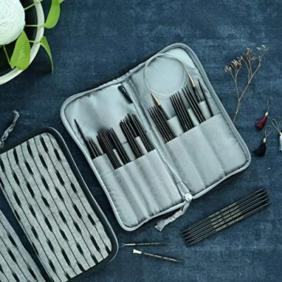 Image of Lantern Moon CASE Double Point, Ikat, Grey &amp; Black