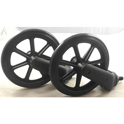 Image of 1 Pair of 190x27mm Black Castor Wheels with Fork for std NHS Style Wheelchairs