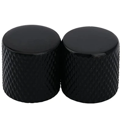 Image of Musiclily Pro Metric Size Steel Flat Top Tele Barrel Knobs for Import Fender Telecaster Electric Guitar/Precision Bass, Black (Set of 2)