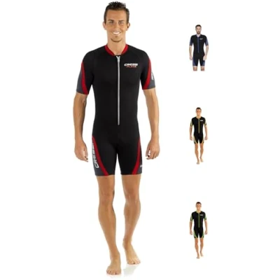 Image of Cressi Playa Man Wetsuit 2.5 mm, Men&#039;s High Stretch Neoprene Shorty Wetsuit, Black/Lime, XXXXL/8