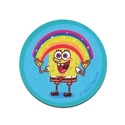Image of Comercial Mercera Spongebob Squarepants Rainbow Printed Iron On Patches Adhesive Emblem Stickers Appliques, Size: 6,2 x cm