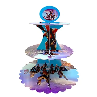 Image of AEX 3 Tier Cake Stands for Afternoon Tea, Biodegradable Cupcake Stand Cardboard, Round Dessert Tower Party, Birthday, Anniversary, Wedding (fortress)