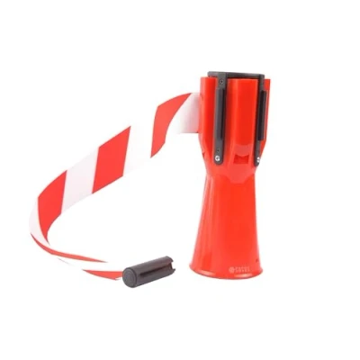 Image of Retractable Traffic Barrier Cone Topper 3M Red/White Chevron Safety Warning Tape Portable Easy Mount for Pedestrian and Control