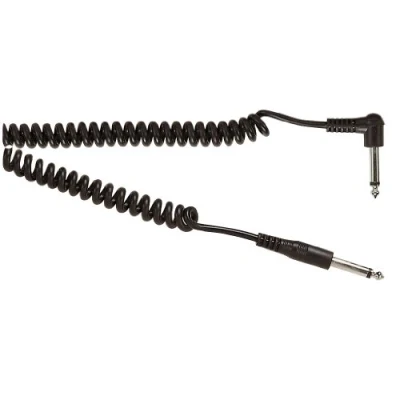 Image of Curly Coiled Retro Guitar Lead 6 Metre BLACK