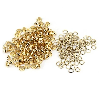 Image of 100pcs 5mm Metal Grommet Eyelets Kit, Brass and Iron Washers Kit for Leather Crafts, DIY Projects(Gold)
