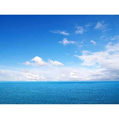 Image of Photography Seascape Ocean Sea Blue Sky Clouds Serene Art Print Poster Wall Decor 12X16 Inch