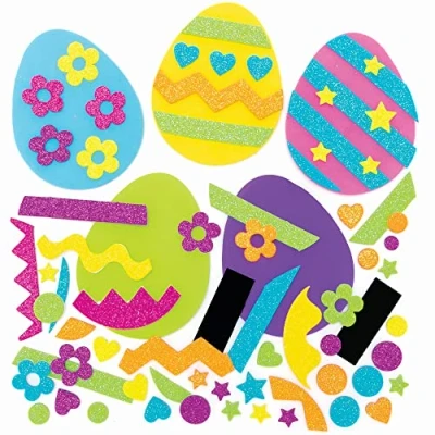 Image of Baker Ross Easter Eggs Foam Craft Magnets Pack of 10, for Kids (FC490)