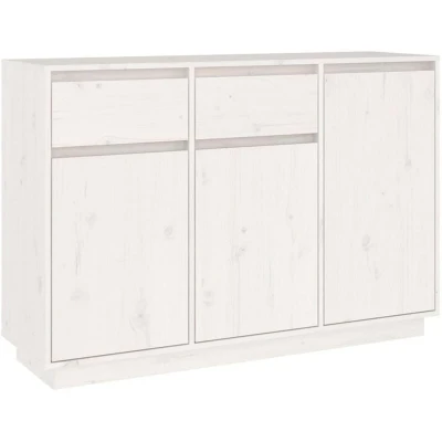 Image of vidaXL Sideboard White 110x34x75 cm Solid Wood Pine
