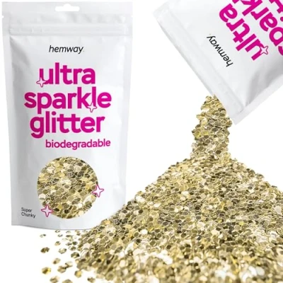Image of Biodegradable Glitter Champagne Gold Ultra Sparkle Eco Friendly Plant Based Bio Super Chunky for Face Body Hair Craft Resin Festival Makeup Eyeshadow 100g / 3.5oz
