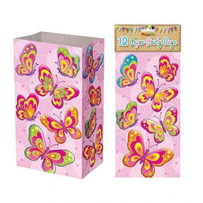 Image of 12 Butterfly Printed Paper Party Bags Supplies Decoration