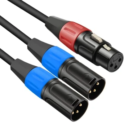 Image of JOMLEY XLR Splitter Cable, 1 Female to 2 Male Y Cable Balanced Microphone Cord Audio Adapter 0.5 metre