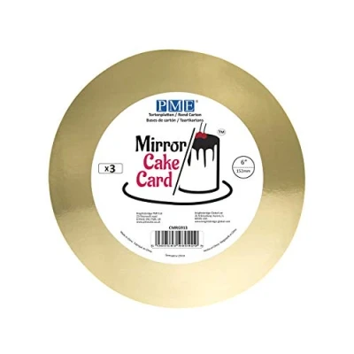 Image of PME CMRG913 Mirror Cake Card Round Metallic Gold Pack of 3 15cm/6 Inch