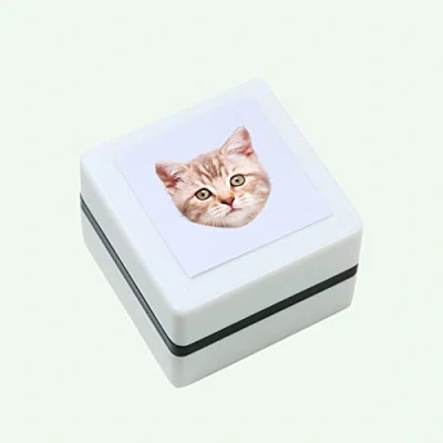 Image of Custom Pet Stamp Self Inking Gifts for Lover,Custom Stamp,Custom Portrait Stamp,Personalised Ink (White,Simple Model 1)
