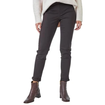 Image of Roman Originals Jeggings for Women UK Jean Ladies Stretchy Trousers Denim Leggings High Waist Rise Pull On Skinny Straight Leg Cotton Pants Smart Casual Chocolate (31 inch) Size 18