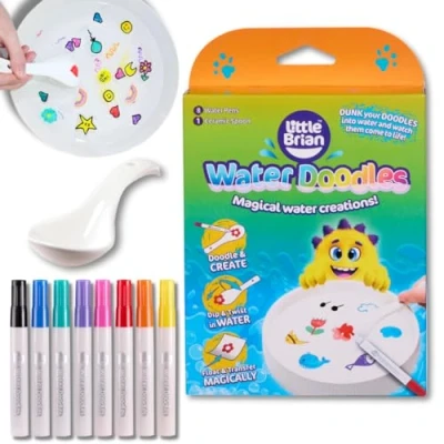 Image of Little Brian Water Doodles with 8 Magic Pens, Art for Kids, Floating Drawings, Ceramic Spoon, Create Magical Creations, Temporary Art, Craft Kits Kids