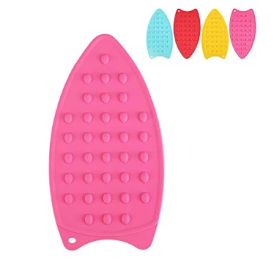 Image of Silicone Ironing Mat, Multipurpose Iron Rest Pad for Board, Hot Safety Protection Anti Slip Heat Resistant (Rose Red)