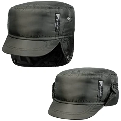 Image of Lipodo Piumino Army Cap with Ear Flaps Men Winter Peak, Flaps, Lining Autumn M (56 57 cm) Olive