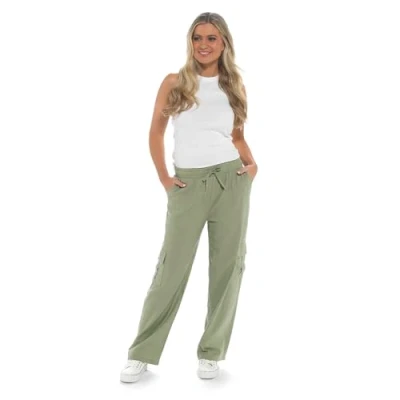 Image of Undercover Ladies Linen Cargo Trousers LN343 Light Khaki 18