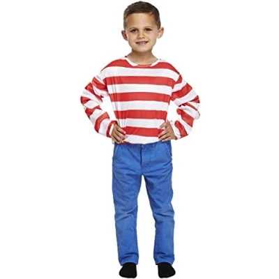 Image of Childrens Red &amp; White Striped Long Sleeve T Shirt