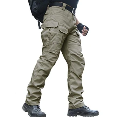 Image of zuoxiangru Men&#039;s Water Resistant Trousers Relaxed Fit Tactical Combat Army Cargo Work Pants with Multi Pocket (#56 Khaki, Tag M)