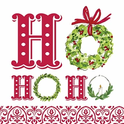 Image of IHR X MAS HOHOHO message Christmas Luncheon Paper Table Napkins 20 in a pack 33cm square