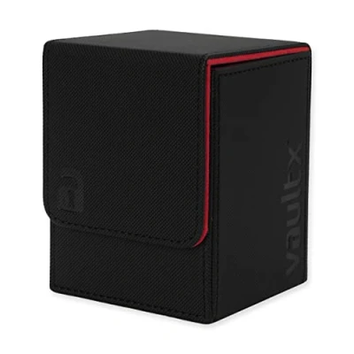 Image of Vault X Premium Exo Tec Deck Box Large Size for 80+ Sleeved Cards PVC Free Card Holder TCG CCG Storage and Protection (Electric Red)