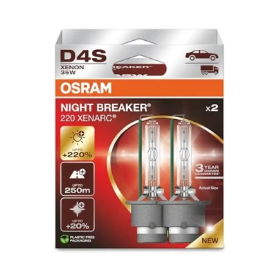 Image of OSRAM XENARC NIGHT BREAKER 220, D4S, 220% more brightness, xenon headlight lamp, 66440XN2 2HB, 2 lamps, white