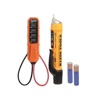 Image of Klein Tools NCVT3PKIT Electrical Test Kit, Dual Range Non Contact Voltage Tester with Flashlight, AC/DC