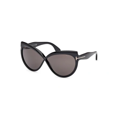 Image of TOM FORD Woman FT1196 BEATRICE 01A Sunglasses Acetate Black Smoke Butterfly Normal