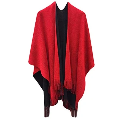 Image of Meliya Womens Reversible Pashmina Scarf Extra Large Winter Warm Poncho Super Soft Fringed Wrap Shawl Blanket