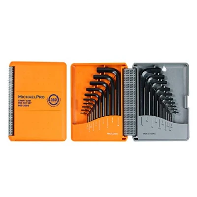 Image of MichaelPro MP001046 Allen Key Set, Metric and Standard, Short Sleeve Set in Industrial Quality with Foldable Organiser 20 Pieces, Made Taiwan