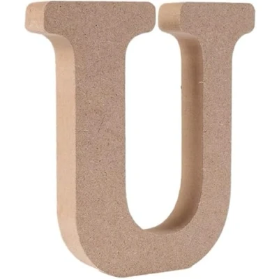Image of Wooden MDF Letter U Size 8cm Tall Free Standing Letters for Arts &amp; Crafts Personalized Name Decor