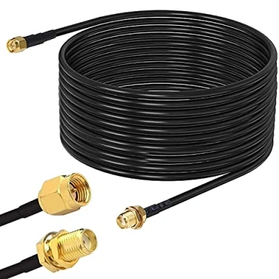 Image of RUNCCI YUN SMA WiFi Antenna Extension Cable 8M, Male to Female Cable,eters Low Loss RG174 Coaxial Connector Adapter(Black)