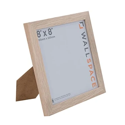 Image of Wall Space 8x8 Oak Frame Square Picture REAL SOLID Frames 8 x inch Wooden Photo made from WOOD with GLASS 20x20cm