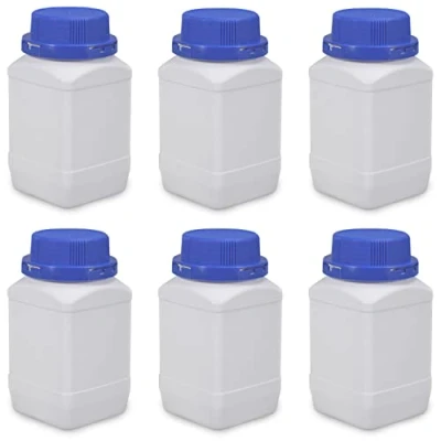 Image of Lxoraziy 6 Pieces 500ml Wide neck Bottles with Screw Caps, Chemicals Bottle, Laboratory Bottle Lid Can Be Used As A Storage Container, for Lab Kitchen or Domestic Use(White)