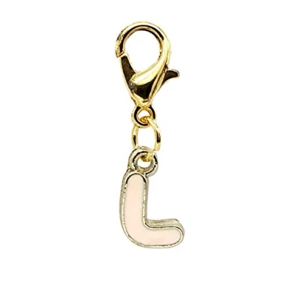 Image of JewelleryJoy Clip On A Z Alphabet Initial Letters Pink Gold Charms Pendant for Bracelet Necklace in Organza Gift Bag (L)