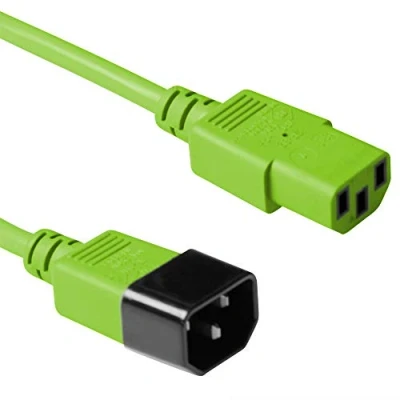 Image of ACT Power Cable 1.2m, C13 to C14 Extension for Cold Devices, IEC Male Female 3 Pin AK5113 Green