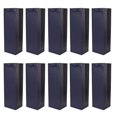 Image of Pack of 10 Noble Bottle Gift Bags Dark Blue for Wine Sparkling and Champagne 36 cm x 12 14.17&quot; 4.72&quot; 3.94&quot;