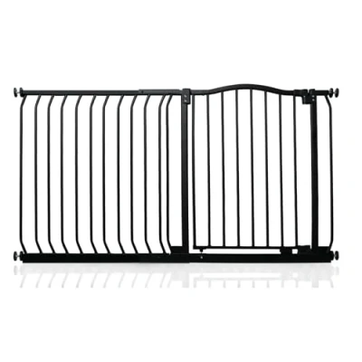 Image of Safetots Curved Top Safety Gate, 134cm 143cm, Matt Black, Pressure Fit Stair Baby Gate for Doors Hallways and Spaces, Barrier, Easy Installation
