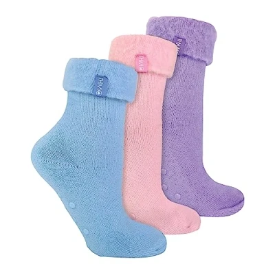 Image of THMO 3 Pack Ladies Bed Socks with Grips Non Slip Cosy Slipper for Womens (4 8, Assorted)