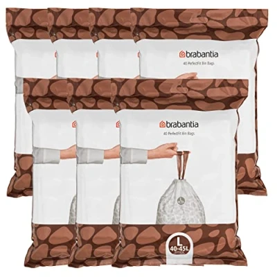 Image of Brabantia PerfectFit Bin Liners Dispenser Pack 45 Litres (Coding L), 7 Packs of 40 Each