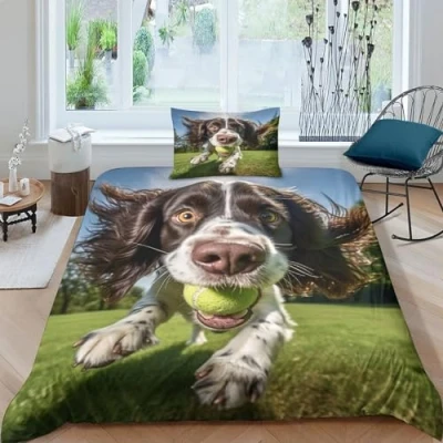 Image of cenmoo Springer Spaniel King Size Duvet Cover Sets 3D Pattern Printed Bedding SizeCute Dog Quilt Set Bed Covers Double BedSingle（135x200cm）