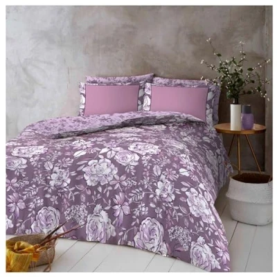 Image of Lions 4 Piece Bedding Set with Fitted Sheet Double Size Duvet Cover Sets Matching Pillowcases, Reversible Quilt Covers, Soft Poly Cotton Printed Bed Linen