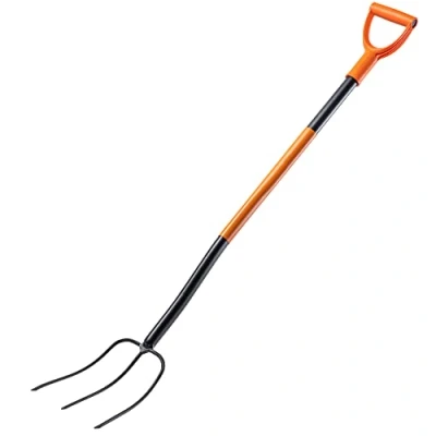 Image of KADAX Steel Spade Fork, 135 cm Long Pitchfork, Digging Fork for Digging, Ergonomic Garden Mung with D Handle, (3 Prongs, Black/Orange)