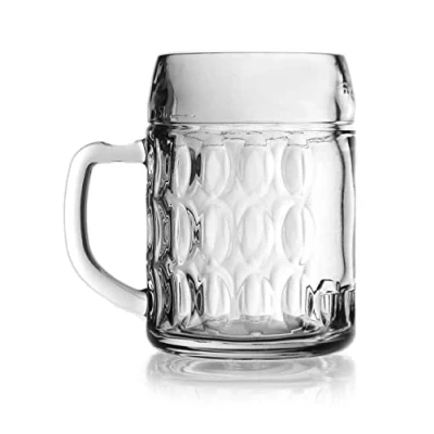 Image of Hyper Mart Classic Glass Beer Mugs Various Pub Bar Style Tankards Stein Glasses Set of 2 (Stubby One Pint)