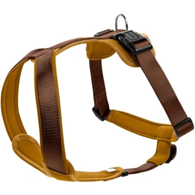 Image of HUNTER NEOPREN dog harness, nylon, padded with neoprene, for sport and leisure,brown / caramel, neoprene,45 57,S