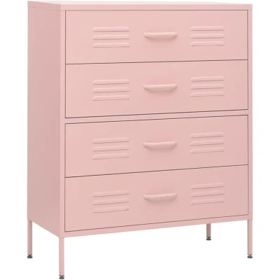 Image of vidaXL Chest of Drawers Pink 80x35x101.5 cm Steel